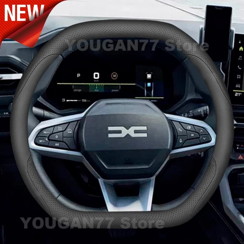 Leather Car Steering Wheel Cover For ALL New Dacia Spring Duster 2025 2026 Non-slip Auto interior Dacia Duster 2025 Accessories