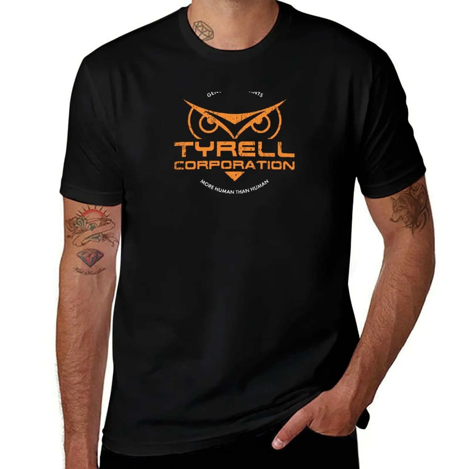 Bladerunner Inspired, Tyrell Corp, Distressed Graphic T-Shirt Simple Line Art Print Tee T-Shirt