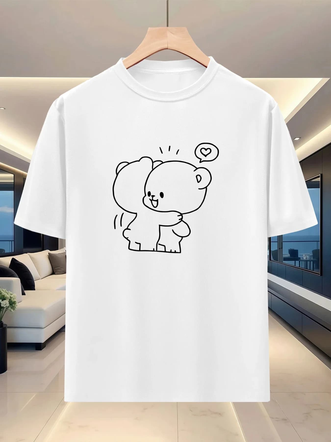 Summer Trend Light Luxury Personalized Men's Printed Round Neck Short Sleeve T-Shirt Cute Animal Cartoon Anime Graphic Tee Tops