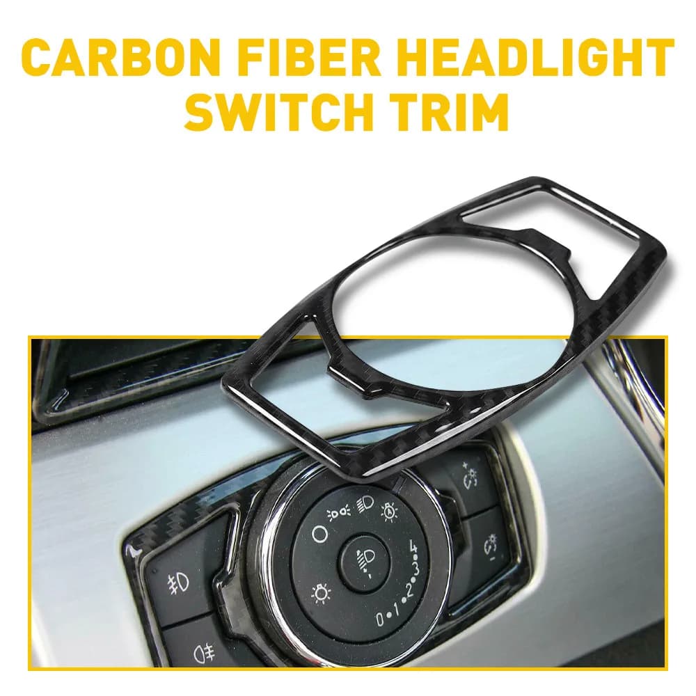 Carbon fiber style headlight frame, suitable for 2015-2020 Ford Mustang headlight switch decoration