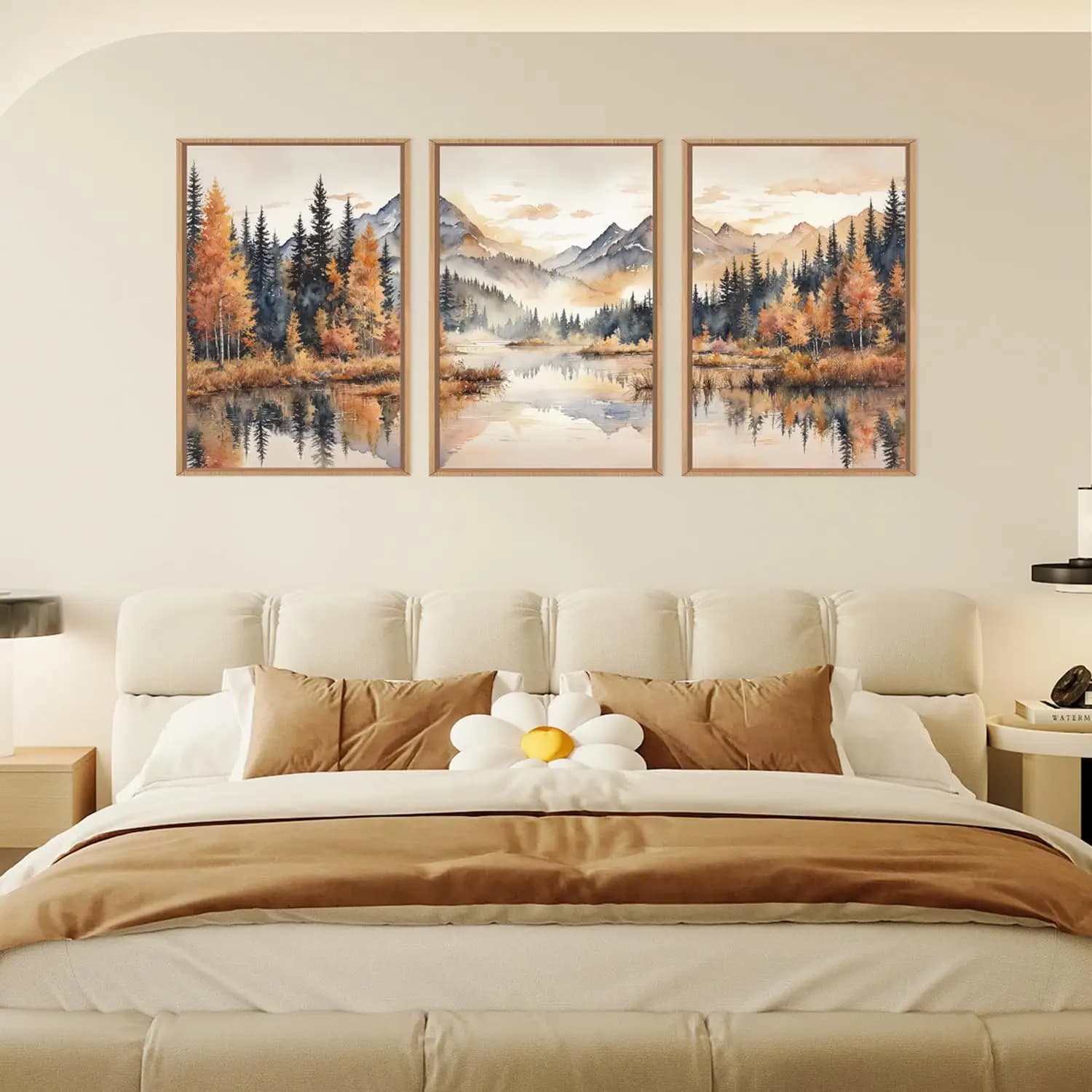 3pcs Natural Fog Forest Wall Decor Autumn Landscape Wall Paintings Canvas Art Living Room Bedroom Dining Room Home Decoration