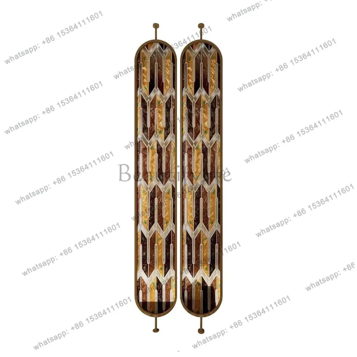 Customized high-end hand-painted enamel art glass screen door partition American style