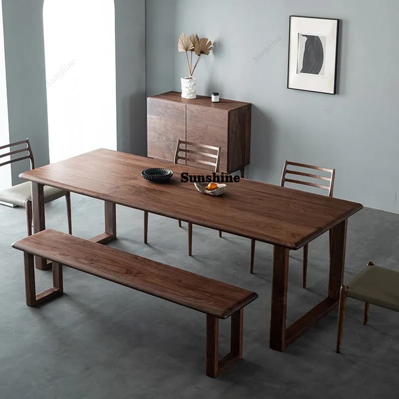 Light luxury solid wood, Japanese art dining table and chair combination rectangular conference table