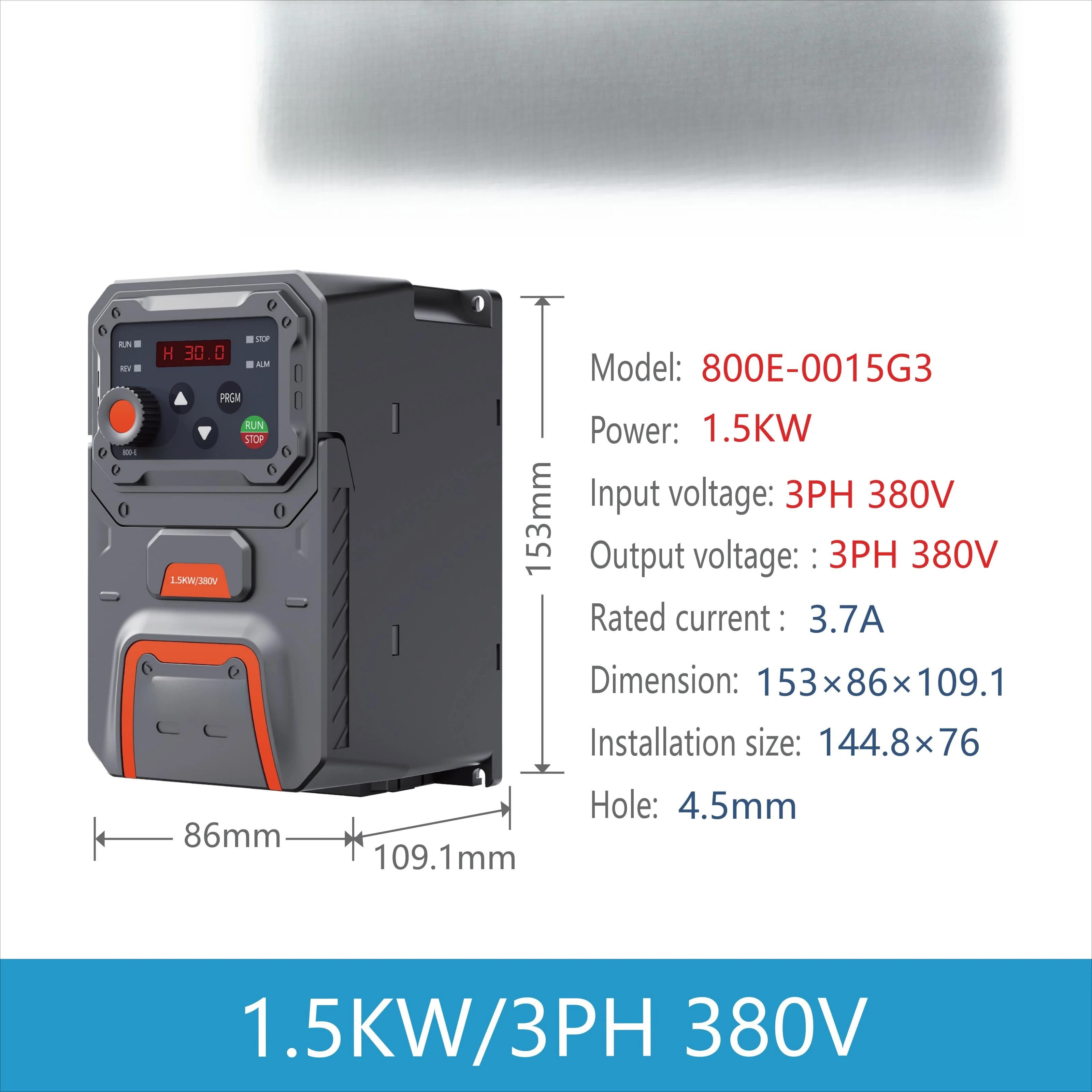 3 Phase 380V 1.5KW VFD Variable Frequency Inverter AC Drive for Booster Pump Water Supply System