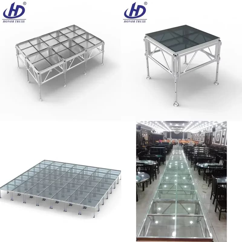 Factory Direct Easy Assembly Portable Wedding Dance Floor Stage with Transparent Glass Aluminum Alloy Material