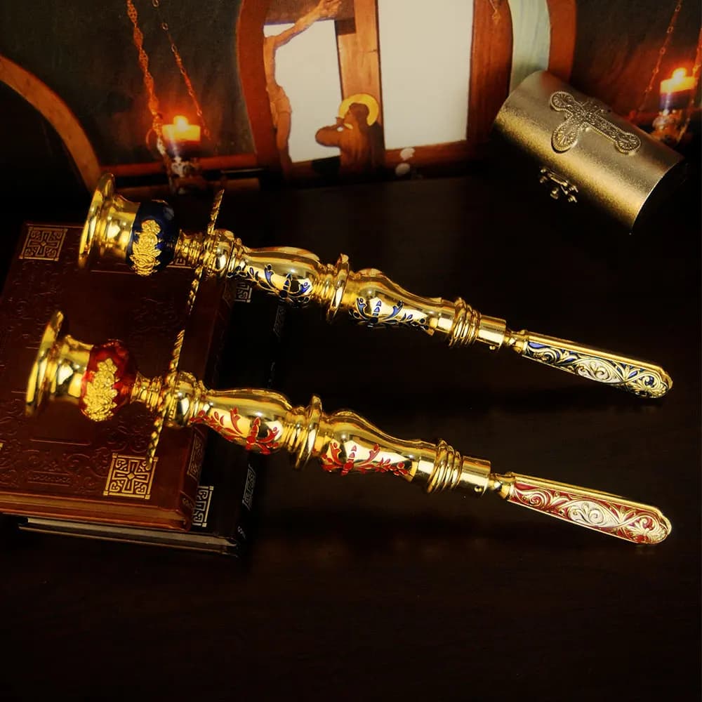 HTISOK Orthodox Candle Home Villa Handicrafts Candle Decorations Composite Candlestick Rack Home Decor Living Room Decor party