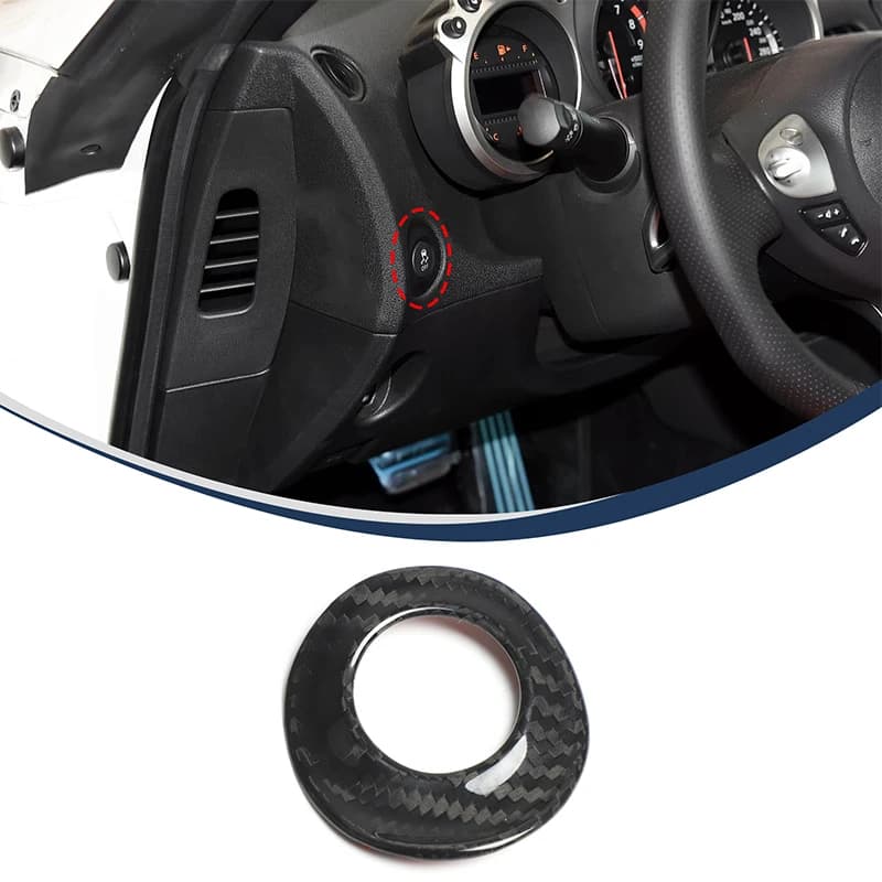 For Nissan 370Z 400Z 2009-2020 Real carbon fiber car center control left limited-slip button frame sticker car accessories