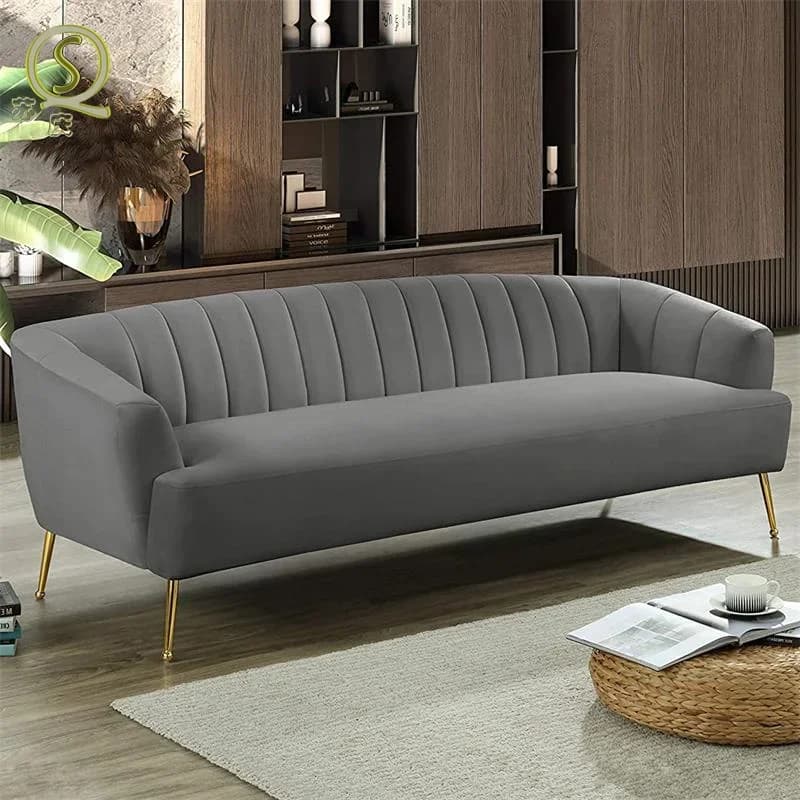 S1  Nordic Small Apartment Living Room Single Double Three Internet Celebrity Combination High-End Velvet Fabric Sofa