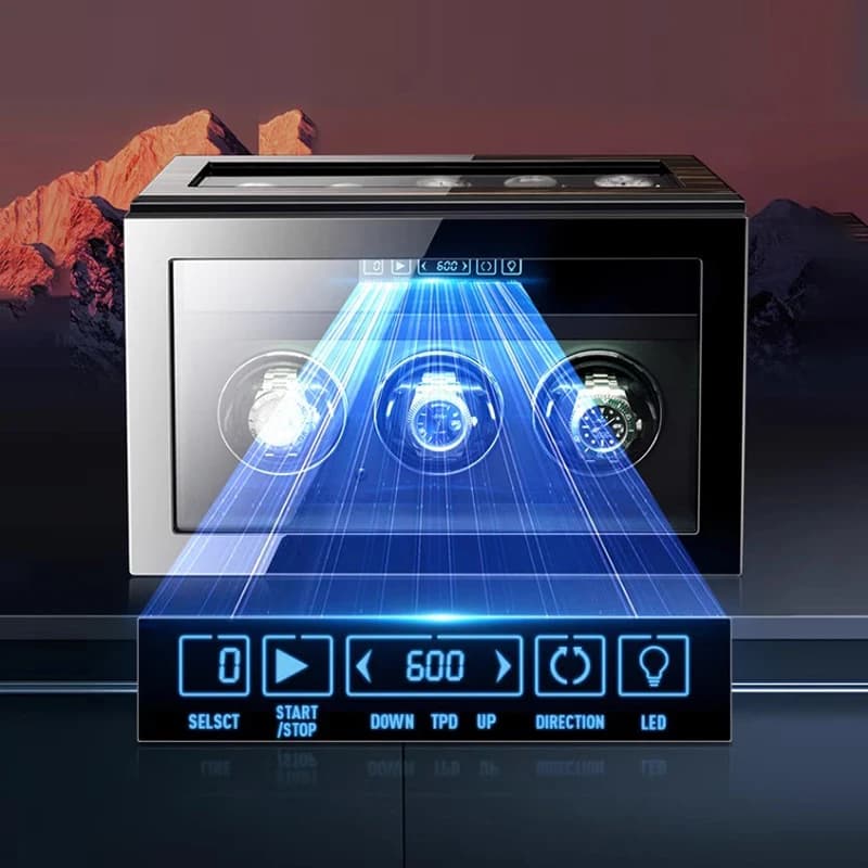 Luxury Safe Wooden Watch Box Mechanical Automatic Watch Winder 3/6/9 Storage Display Box New LCD Touch Screen Key Lock