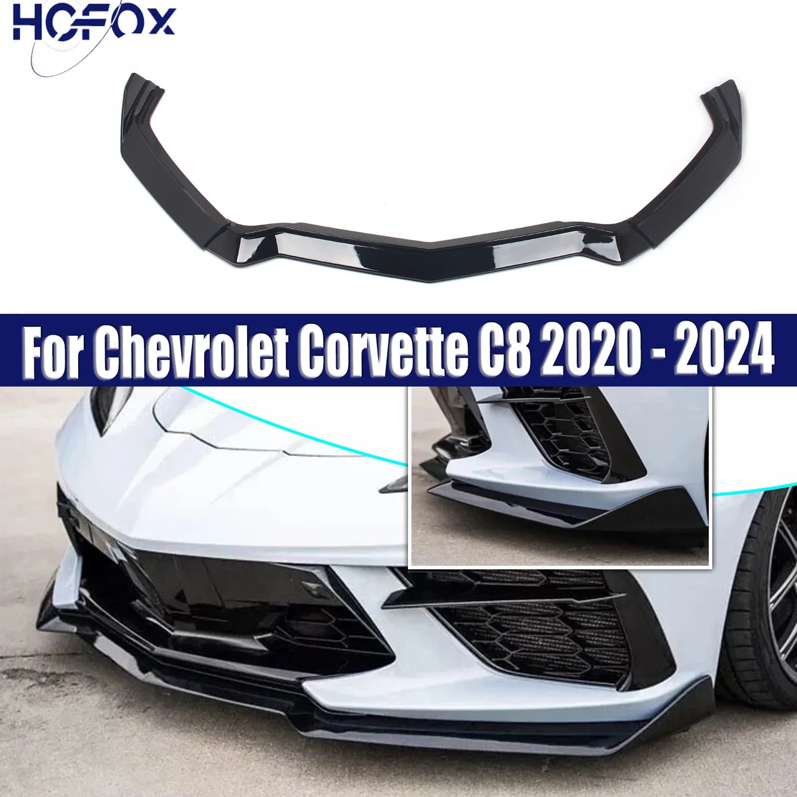 Car Front Bumper Lip Spoiler Protector Bumper Splitter Skirt Body Kit For Chevrolet Corvette C8 2020 - 2024