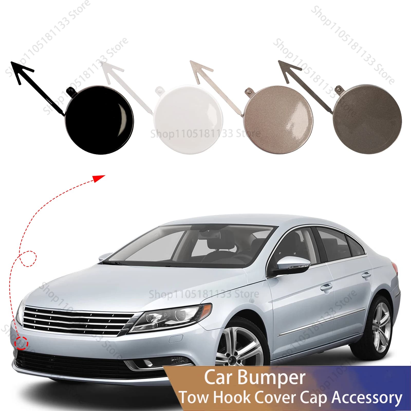For Volkswagen Passat CC 2013-2017 Front Bumper Tow Hook Cover 3C8807241A OE Replacement Premium Quality Ready for Painting