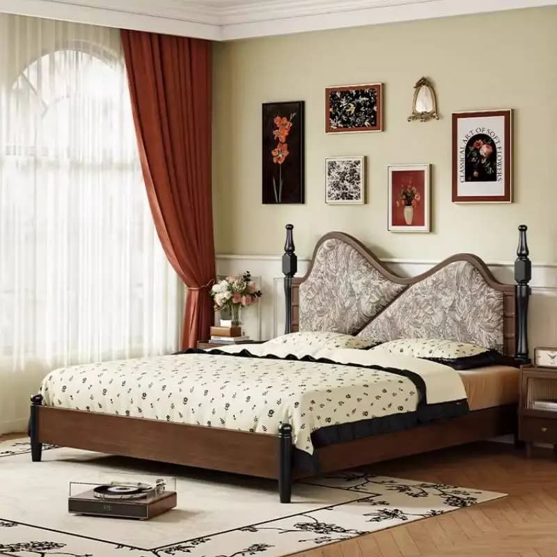 Cheap Brown European Double Bed Nordic Vintage Wood Storage European Double Bed Japanese Adults Camas De Dormitorio Furniture