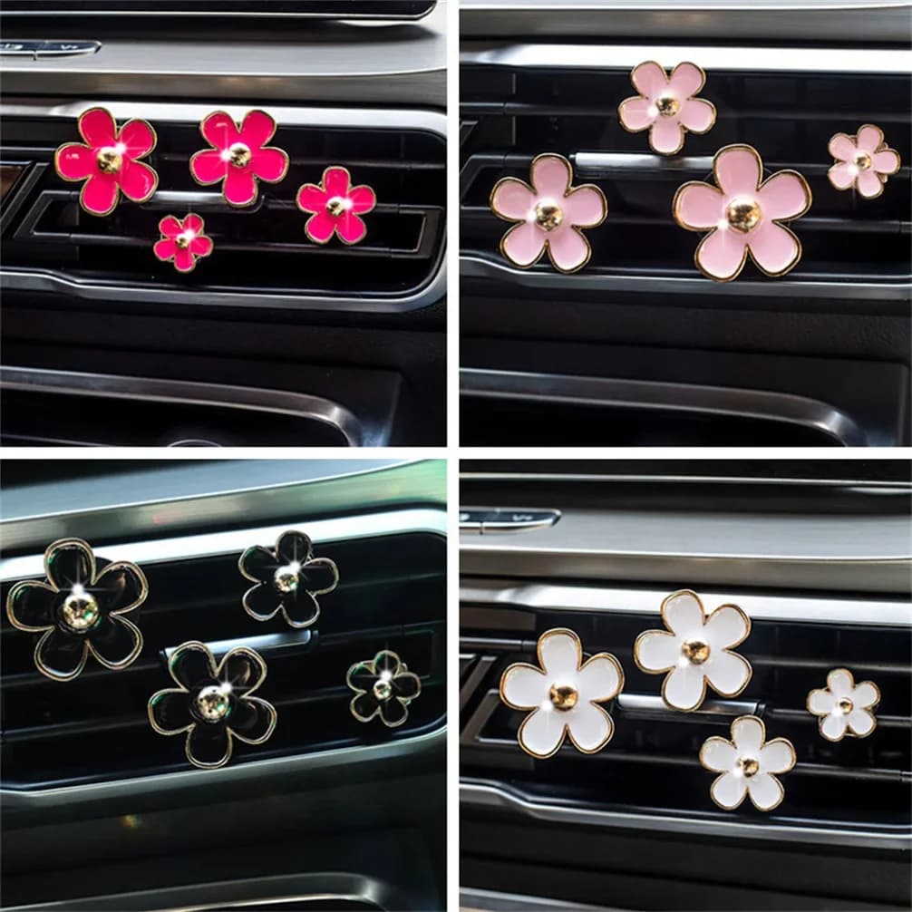 4Pcs/Set Car Outlet Vent Perfume Clips Car Air Freshener Conditioning Aromatherapy Small Daisy Interior Decoration Accessories