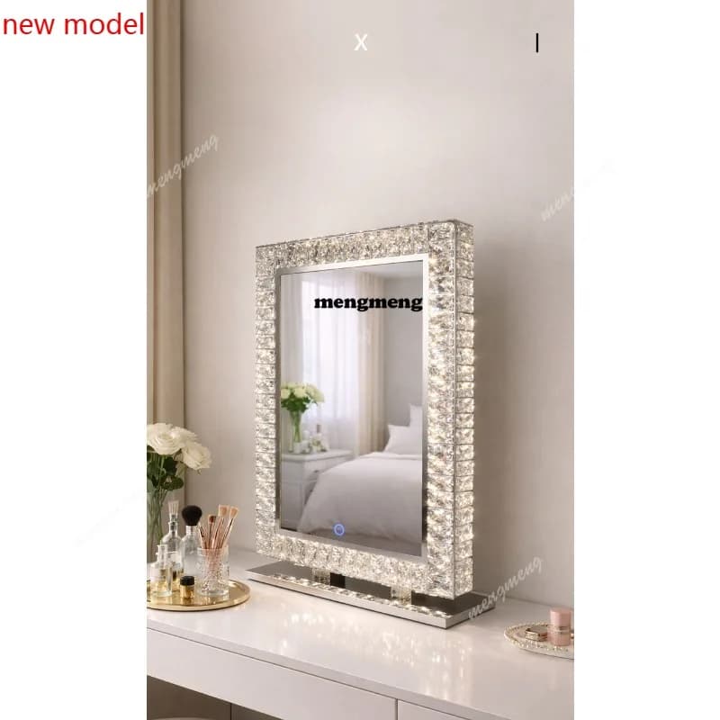 M138Premium Metal Mirror French Makeup with Light High-end Dressing Mirror Desktop Makeup Mirror