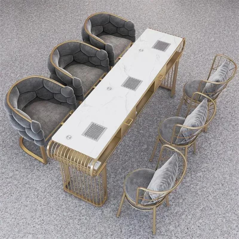 Modern Simple Nail Tables Marble Tabletop Golden Luxury Japanese Nail Tables Dressing Reception Desks Salon Furniture Mesa FYMT