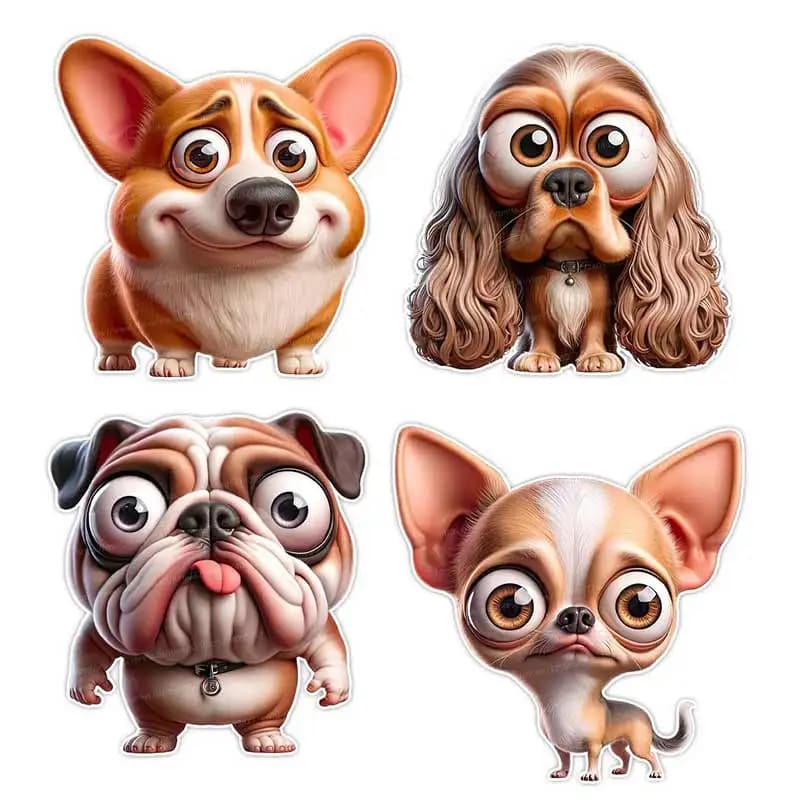 Funny Different Dog Breeds Wall Sticker Bathroom Toilet Decor Living Room Cabinet Refrigerator Home Decoration Decals S561