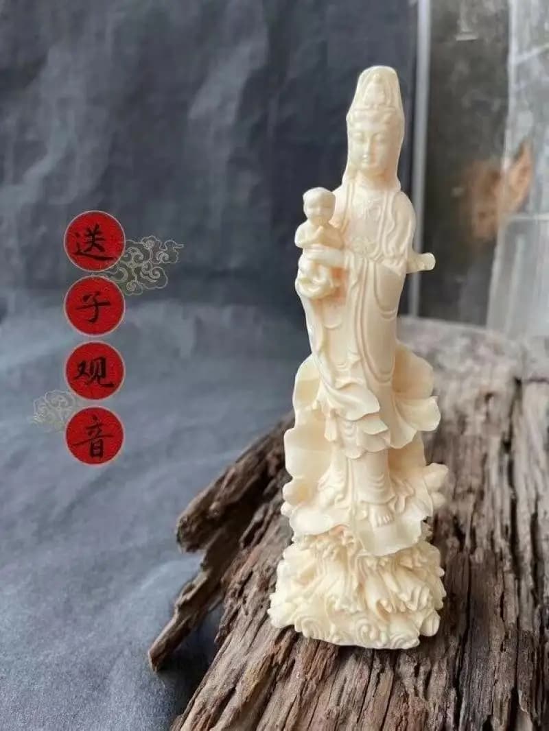 Tagua Nut Vegetable Carved Kwanyin guanyin Statue Decor Collection Nice Art Work