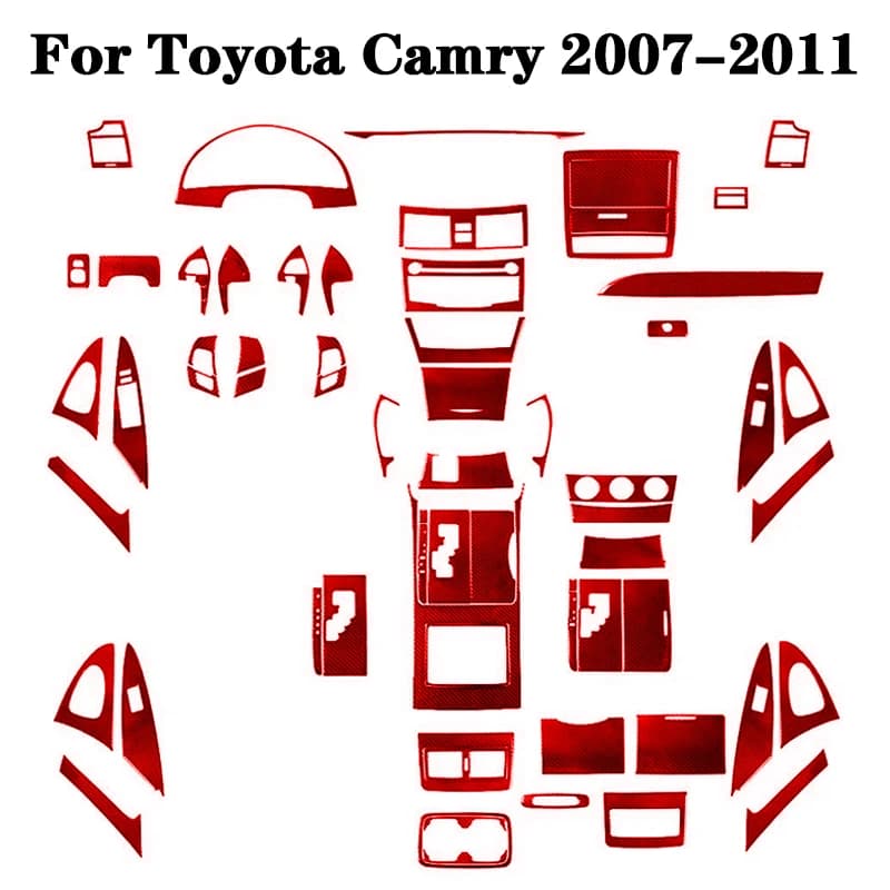 Car Carbon Fiber Red Stickers Various Parts For Toyota Camry 2007 2008 2009 2010 2011 Car Interior Decorative Accessories
