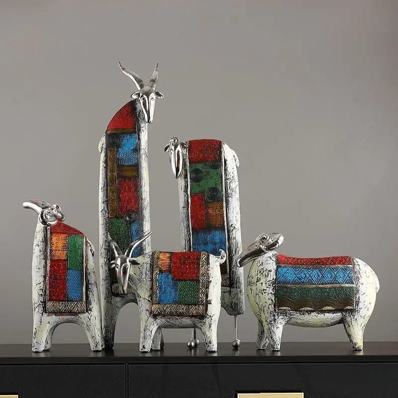 Minimalist Abstract Sheep Sculpture, Modern Nordic Art Decor for Living Room Abstract Animal Statue for Home Bar Desk Decor