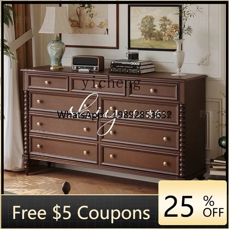 ACC  Locker American Solid Wood Nine Bucket Cabinet Alley Cabinet Mile Antique Bedroom Bedside Drawer Cabinet