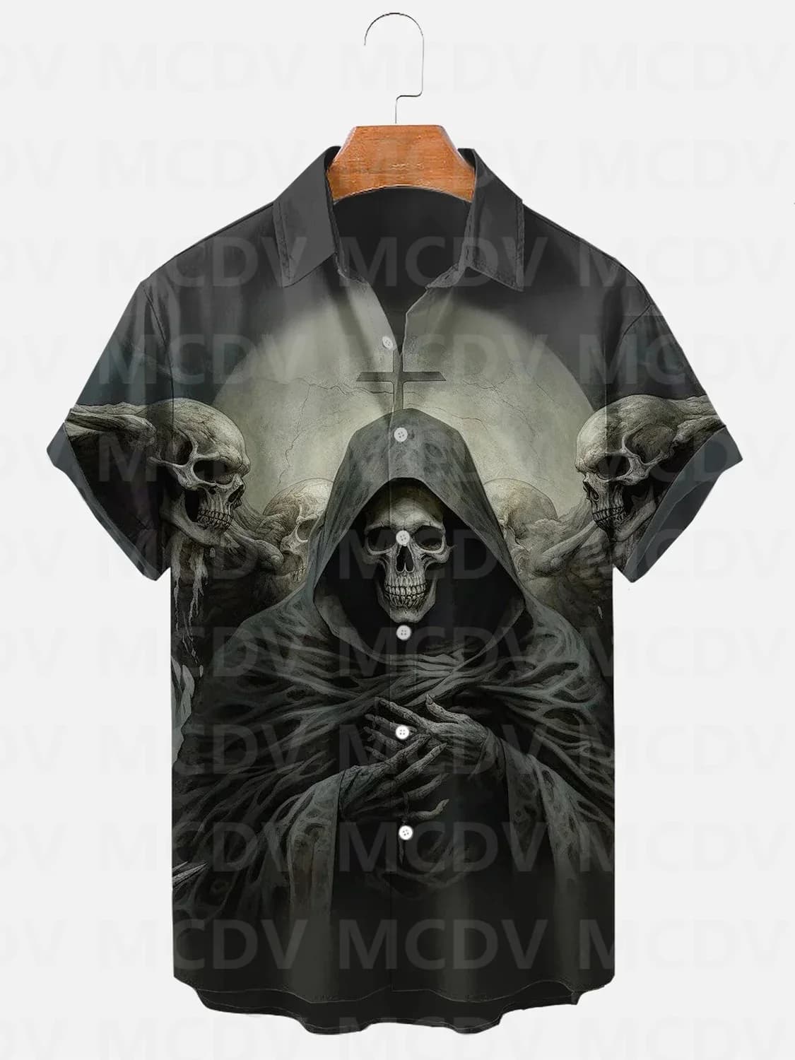 Men's For Women's Grim Reaper Knight Fire Road Halloween Art Casual Printed Shirt