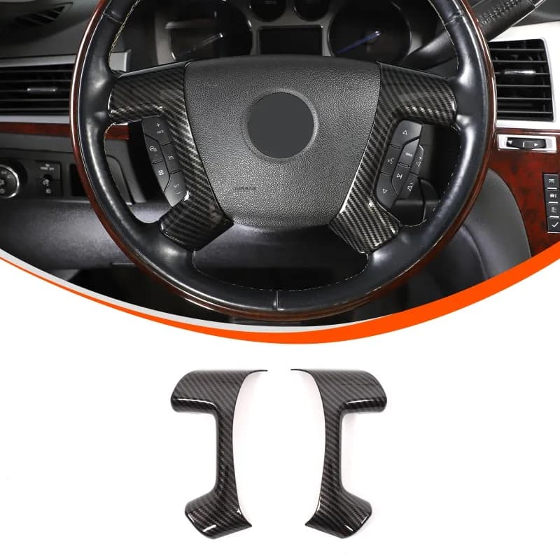4PCS ABS Carbon Fiber Steering wheel frame Steering wheel trim For 2007-2014 Cadillac Escalade Car Accessories