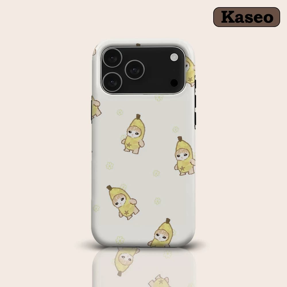 Kawaii Banana Cat with Flowers for Magnetic Phone Case for IPhone 17 16 15 14 13 Pro Max Plus Single Double-layer Tough Case