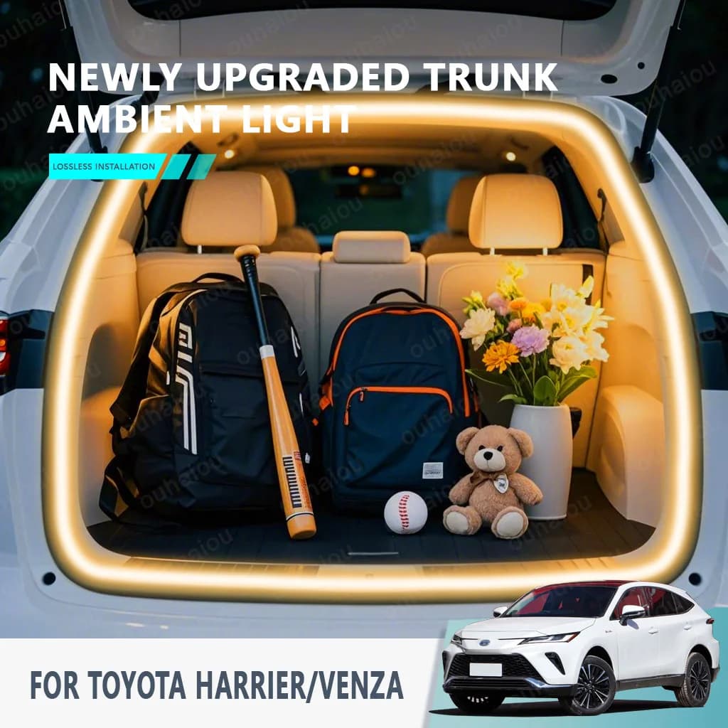 For 03-25 Toyota HARRIER/Venza 1th 2th trunk light modification light Atmosphere light White warm white Rear Trunk LED Light Ba