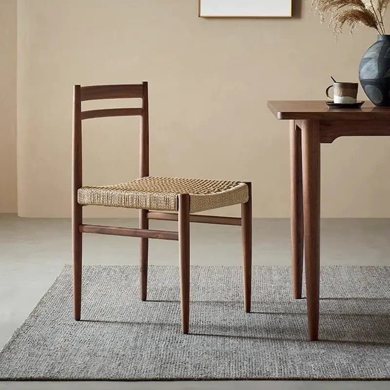 Solid wood retro casual backrest home chair dining chair simple