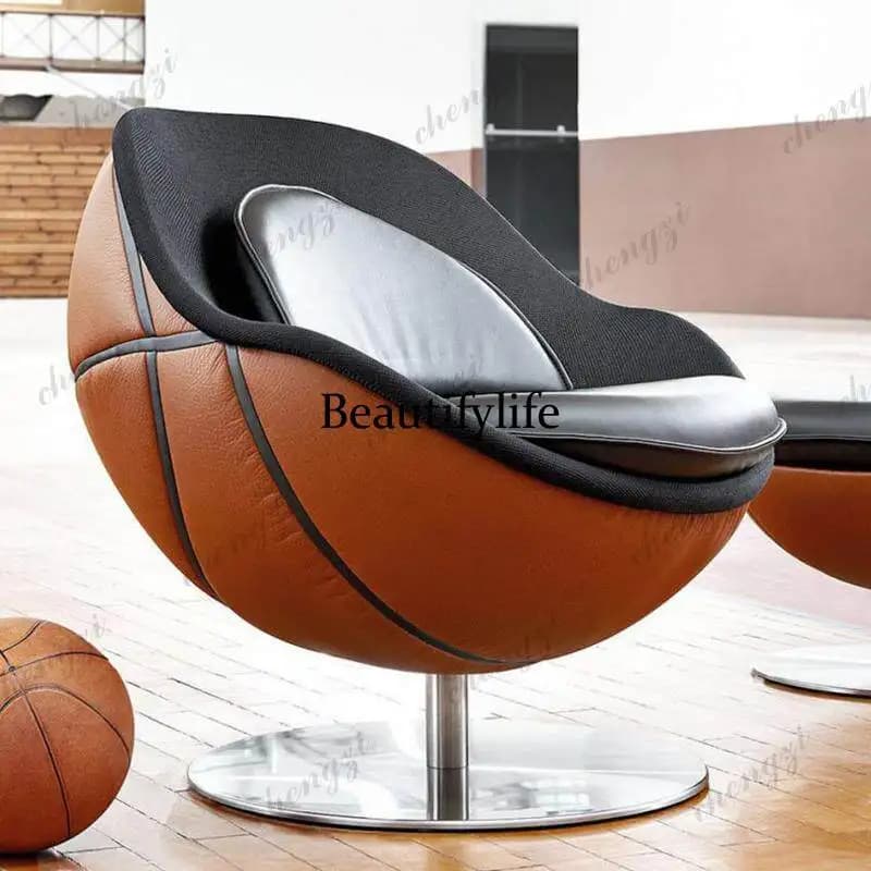 Designer Fiberglass Basketball Chair Football Shape Sofa Chair Reception Area Bar Sports Club Game Room