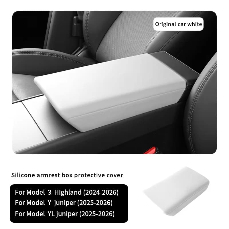 For Tesla Model Y Juniper / Model 3 Highland Silicone Center Console Armrest Box Cover Arm Rest Protector Car Interior Accessory