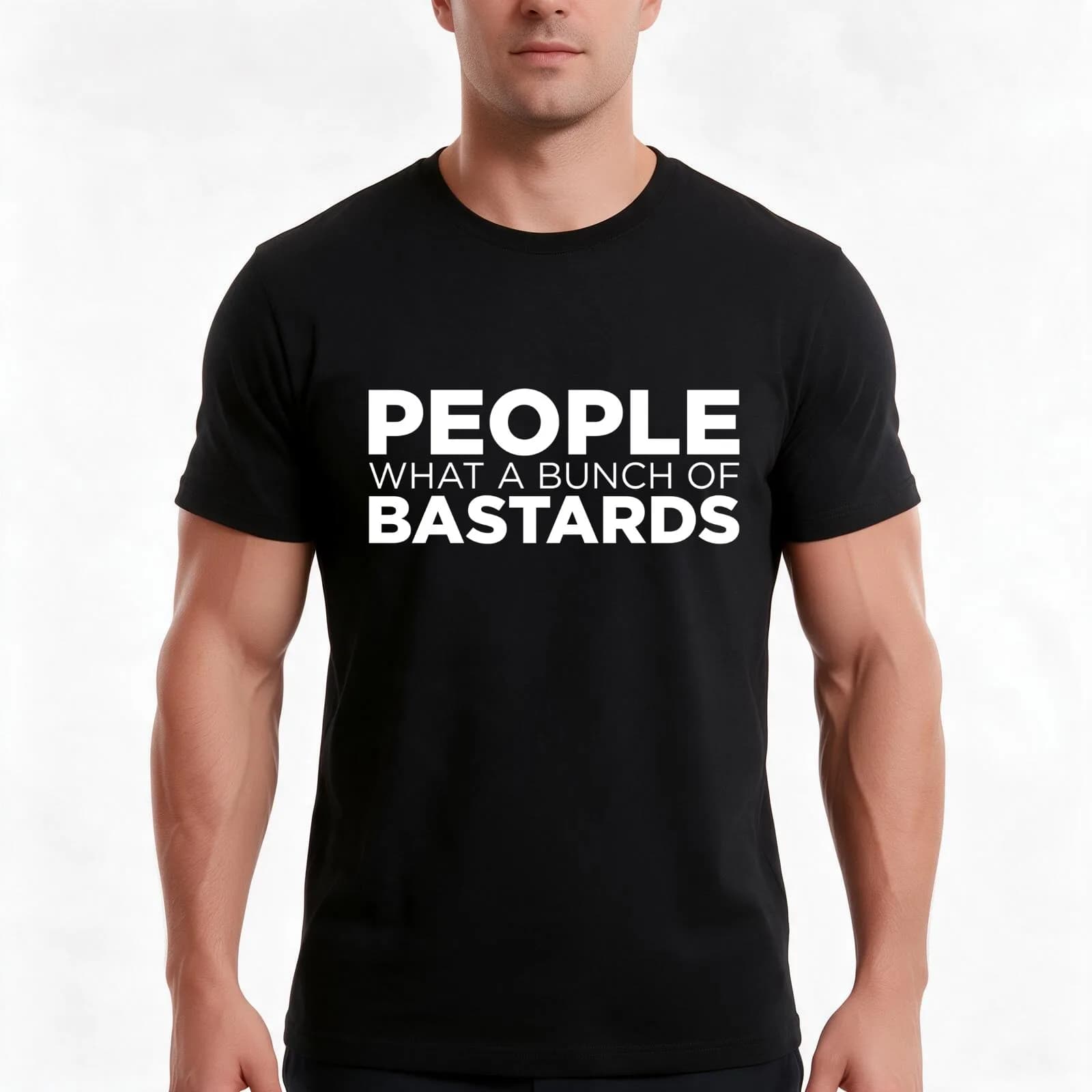 People what a bunch of bastards T-Shirt, Summer Casual Cotton Tee, Oversized Streetwear Tops, Vintage Graphic Print, 100% Cotton