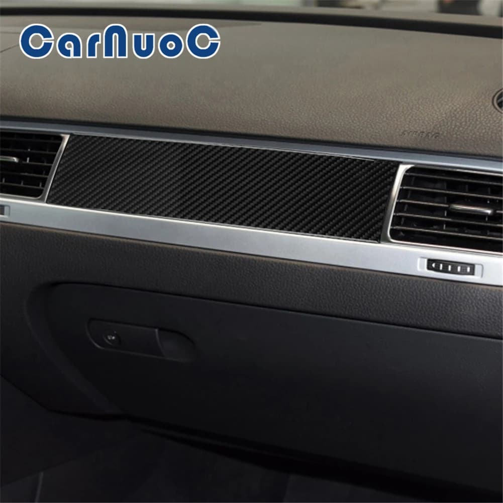 Car Carbon Fiber Interior Cover Mouldings Dashboard Decorative Trim Sticker For Volkswagen Touareg 2011-2017 2018 Accessories