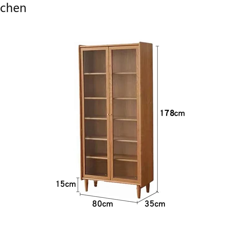 Solid Wood Bookcase Floor-standing Combination Living Room Storage Study Room White Oak Magazine Cabinet