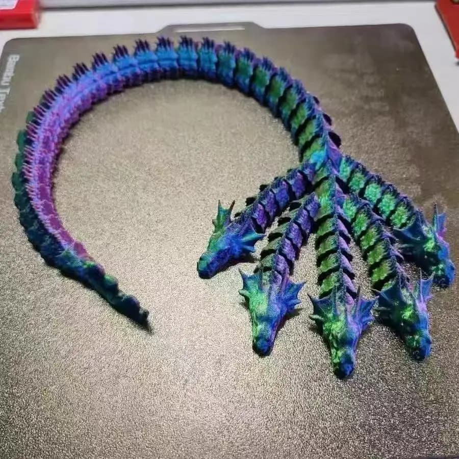 44cm 5Heads Dragon Model 3D Printed Joint Movable Figurer Desktop Ornaments Comic Carnival Cosplay Props Men's Dragon Xmas Gifts