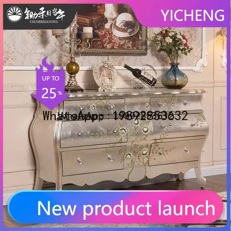 LYY  European Style Entrance Cabinet French Retro Living Room Art Hallway behind Sideboard Cabinet