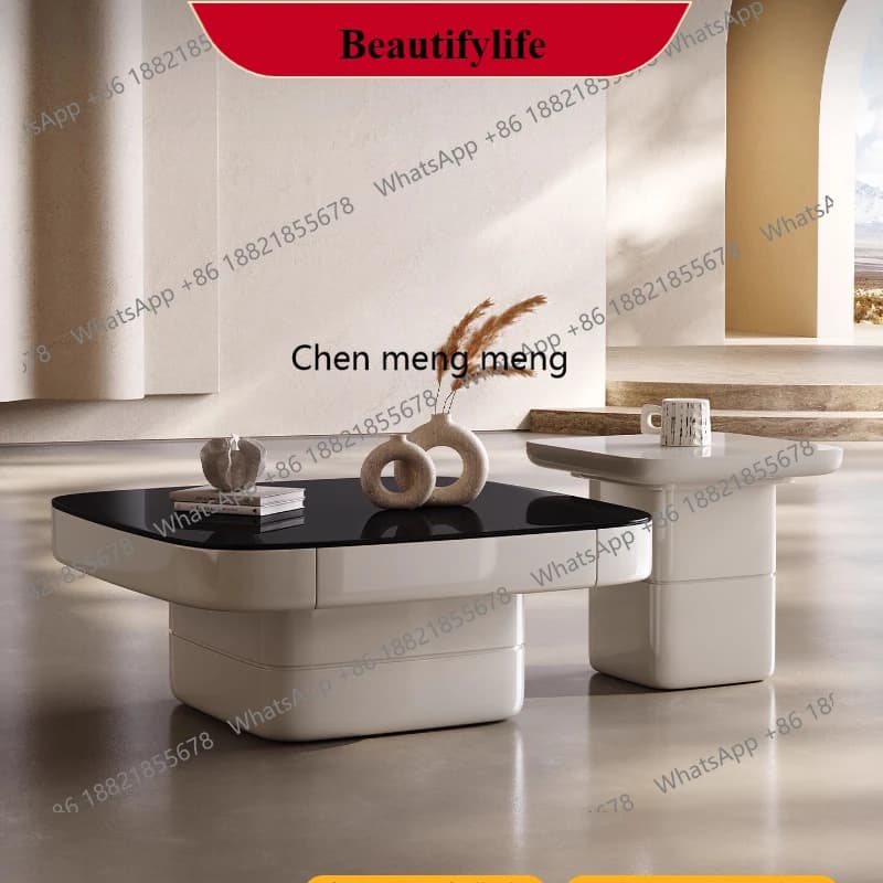 G153 Italian minimalist living room size coffee table combination Nordic modern cream style coffee table
