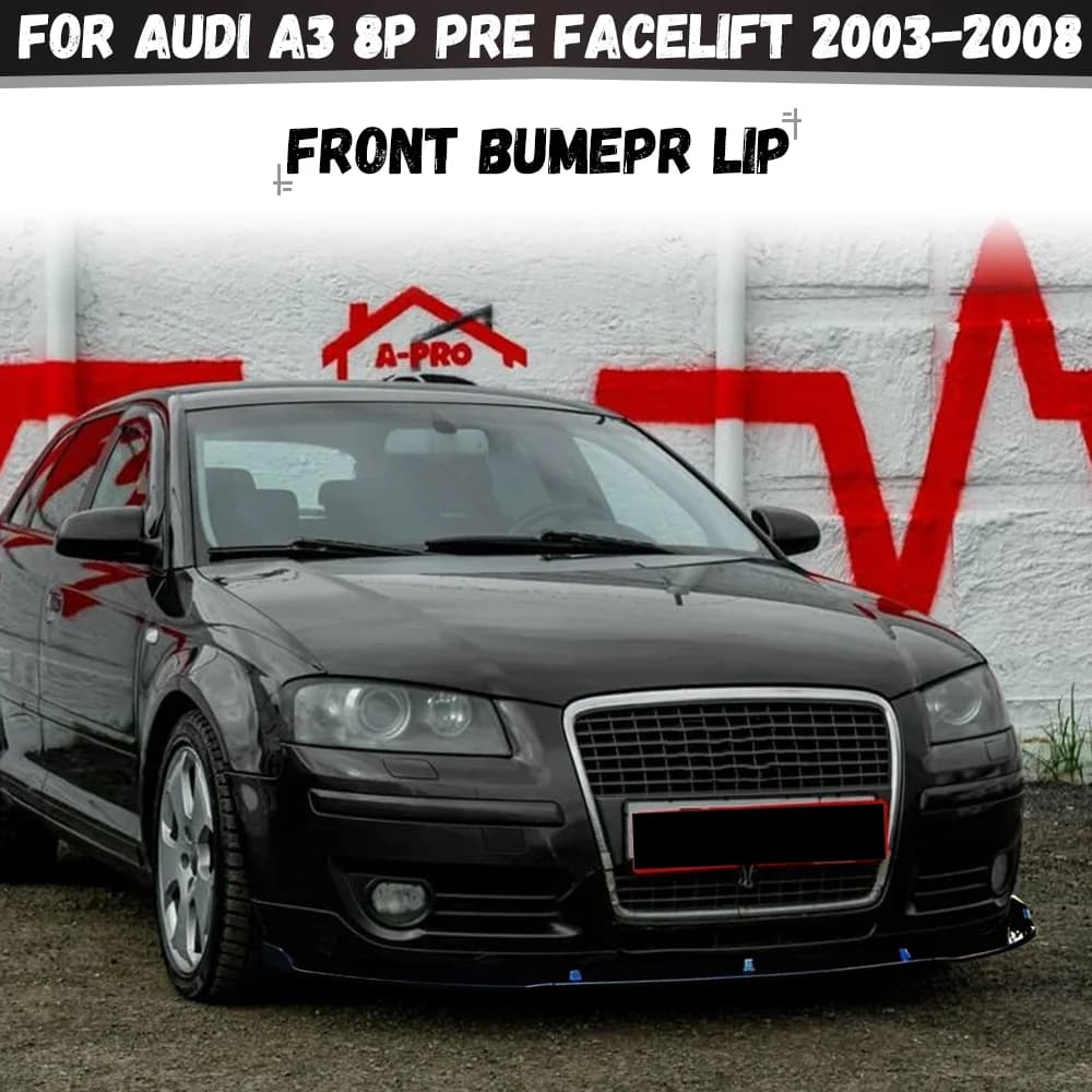 Front Bumper Lip Spoiler Splitter Diffuser Bodykits Tuning For Audi A3 8P Pre Facelift Standard Version 2003-2008