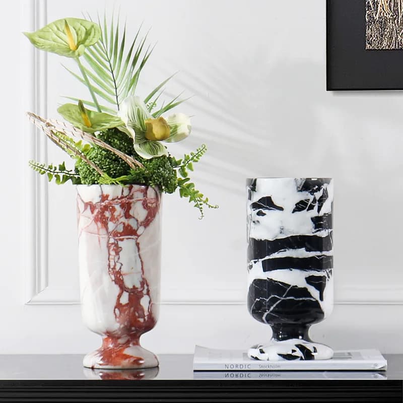 PYJ natural marble vase ornament hotel model room art dried flower arrangement device
