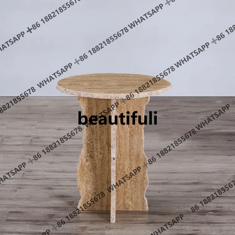 Wabi Sand wind travertine edge table small coffee table minimalist designer living room art small round table