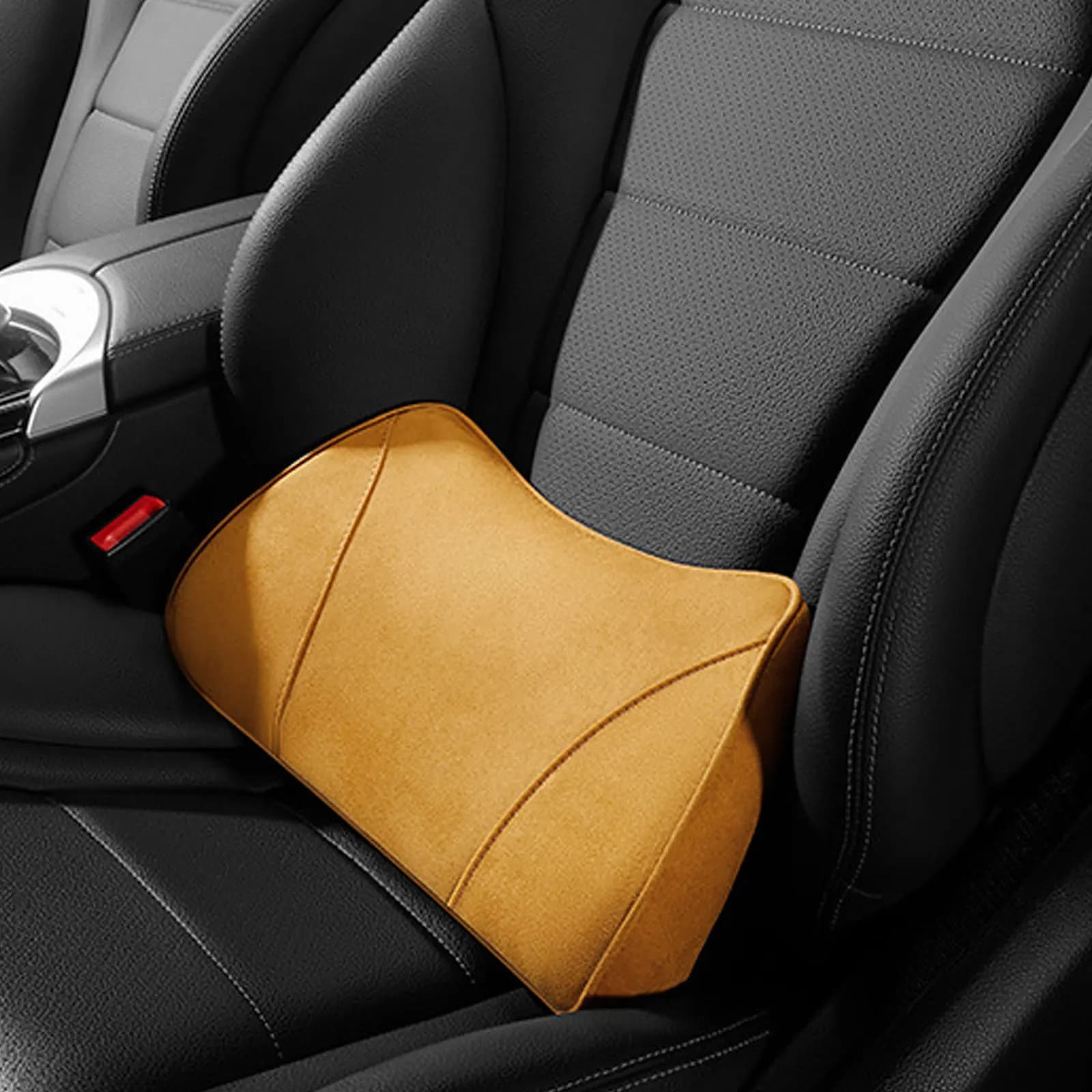 2-in-1 Car Seat Booster Universal Driver Memory Foam Lumbar Pillow Suede Seat Height Inclined Cushion Car