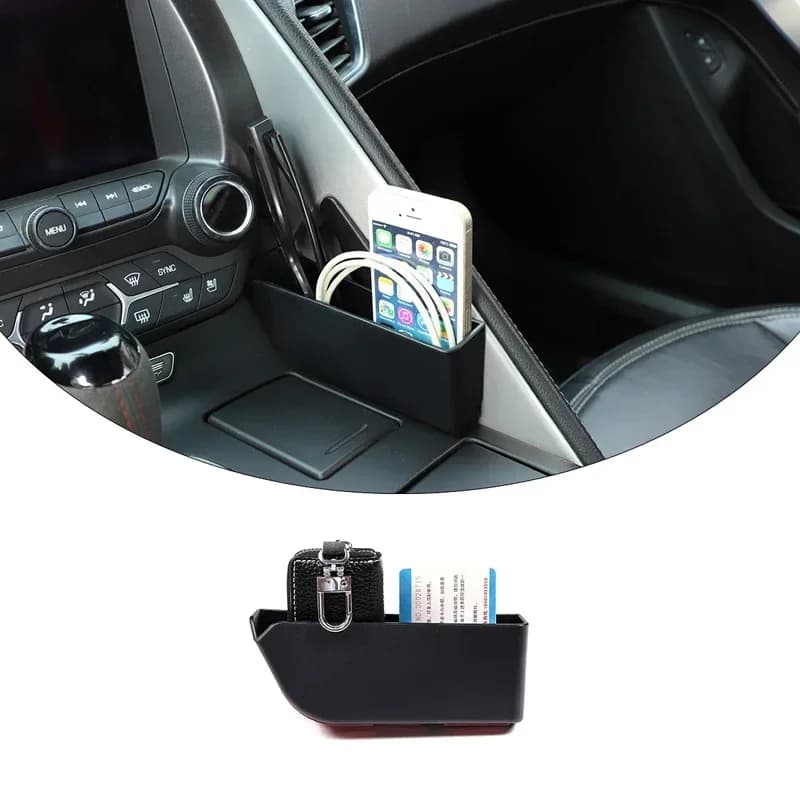 For 2014-2019 Chevrolet Corvette C7 Z06 ABS black style car styling car gear multi-function storage box car interior accessories
