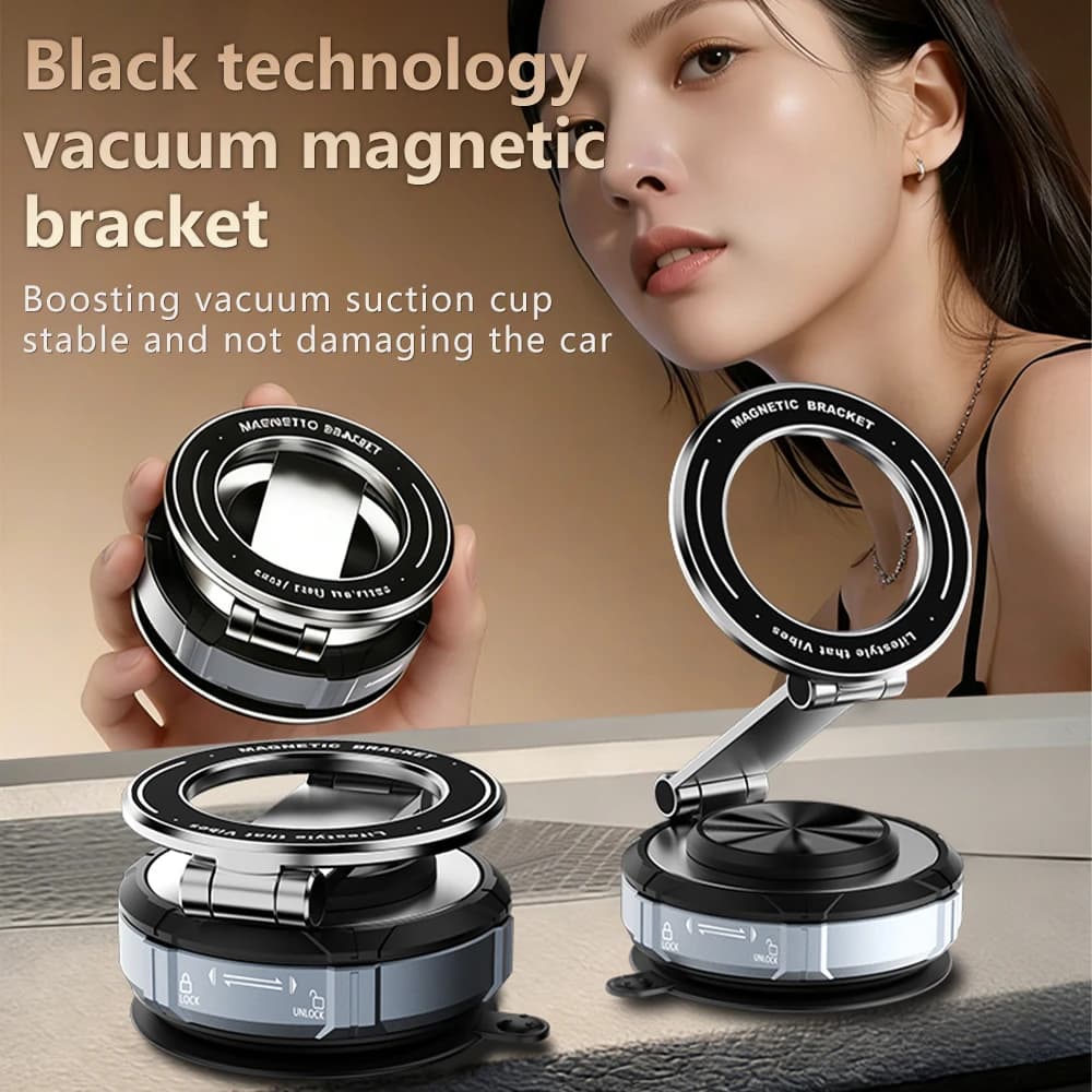 2026 New Magnetic Car Phone Holder 360 Degree Rotation, Vacuum Adsorption, Universal Phone Bracket