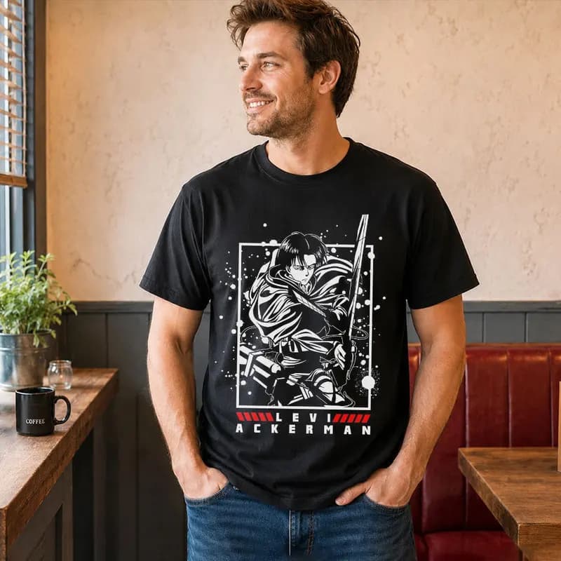 Attack on Titan  Anime T Shirt, Levi Ackerman Graphic Tee, 0809 Manga Streetwear, Unisex Short Sleeve Gift Shirt for Fans