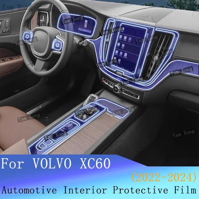 Car Interior Film For VOLVO XC60 2022-2024 LED Screen Transparent TPU Protective Navigation Cover Film BC Pillar Sticker PPF