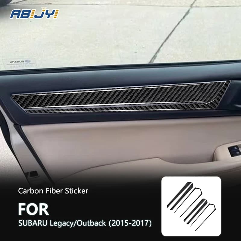 Door Panels Carbon Fiber Stickers Decorative For Subaru Legacy Outback 2015 2016 2017 Car Interior Accessories