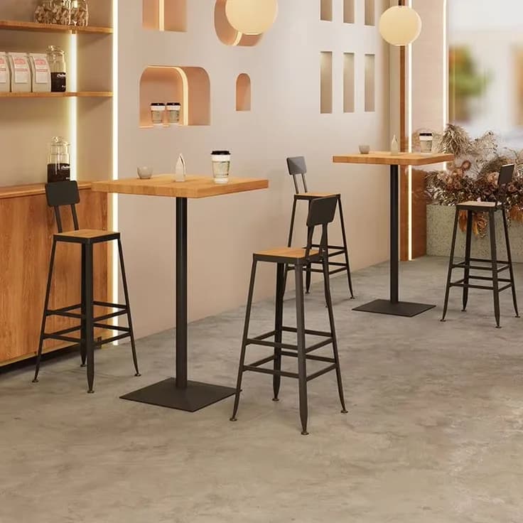 Interior Wooden Metal Restaurant Coffee Dinner Restaurant Bar Table Simple Fast Food Restaurant H Commercial Furniture