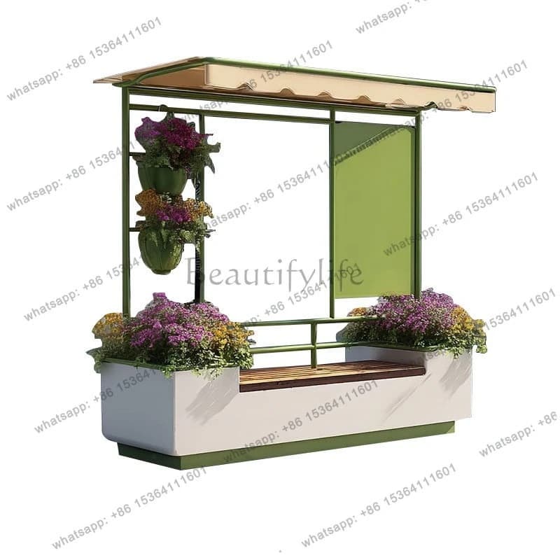 Outdoor flower box seat combination movable stainless steel square outer pendulum flower bed fence partition