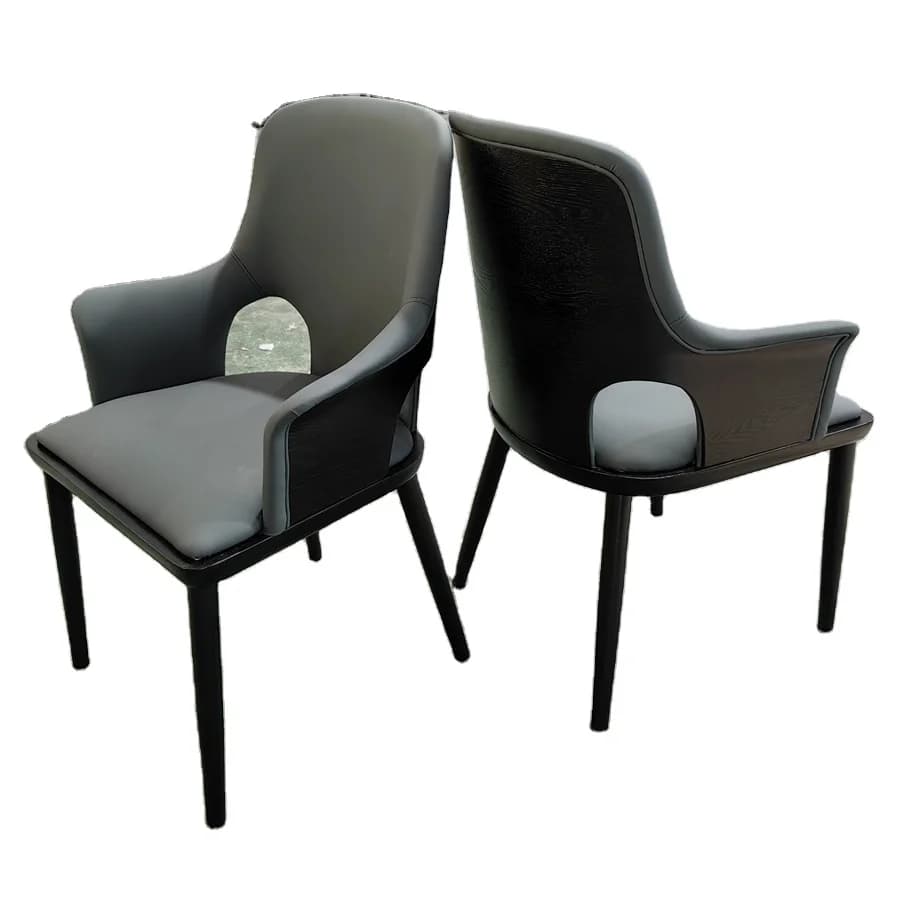 #Light Luxury Armchair Upholstered Fabric Leather High Quality Modern Dining Chair Hotel Cafe Restaurant Chair