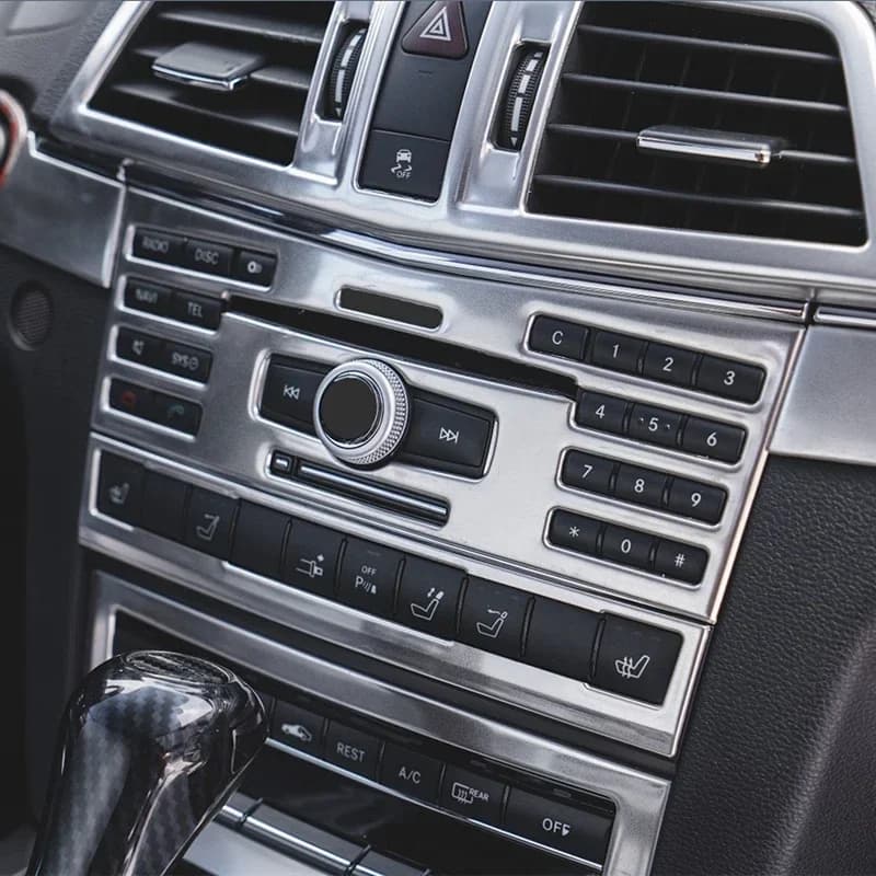 Stainless Steel Car Center Console Air Conditioner CD Panel Trim Cover For Mercedes Benz E Class Coupe W207 C207 2009-2013 Decal